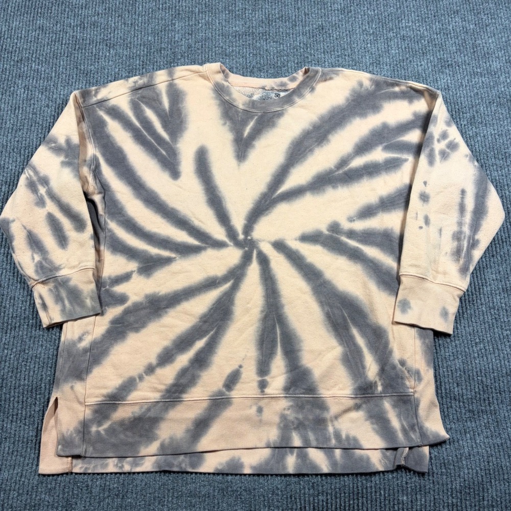 SO Lounge Life Weekend Sweatshirt Womens L Tie Dye Peach Gray Pullover